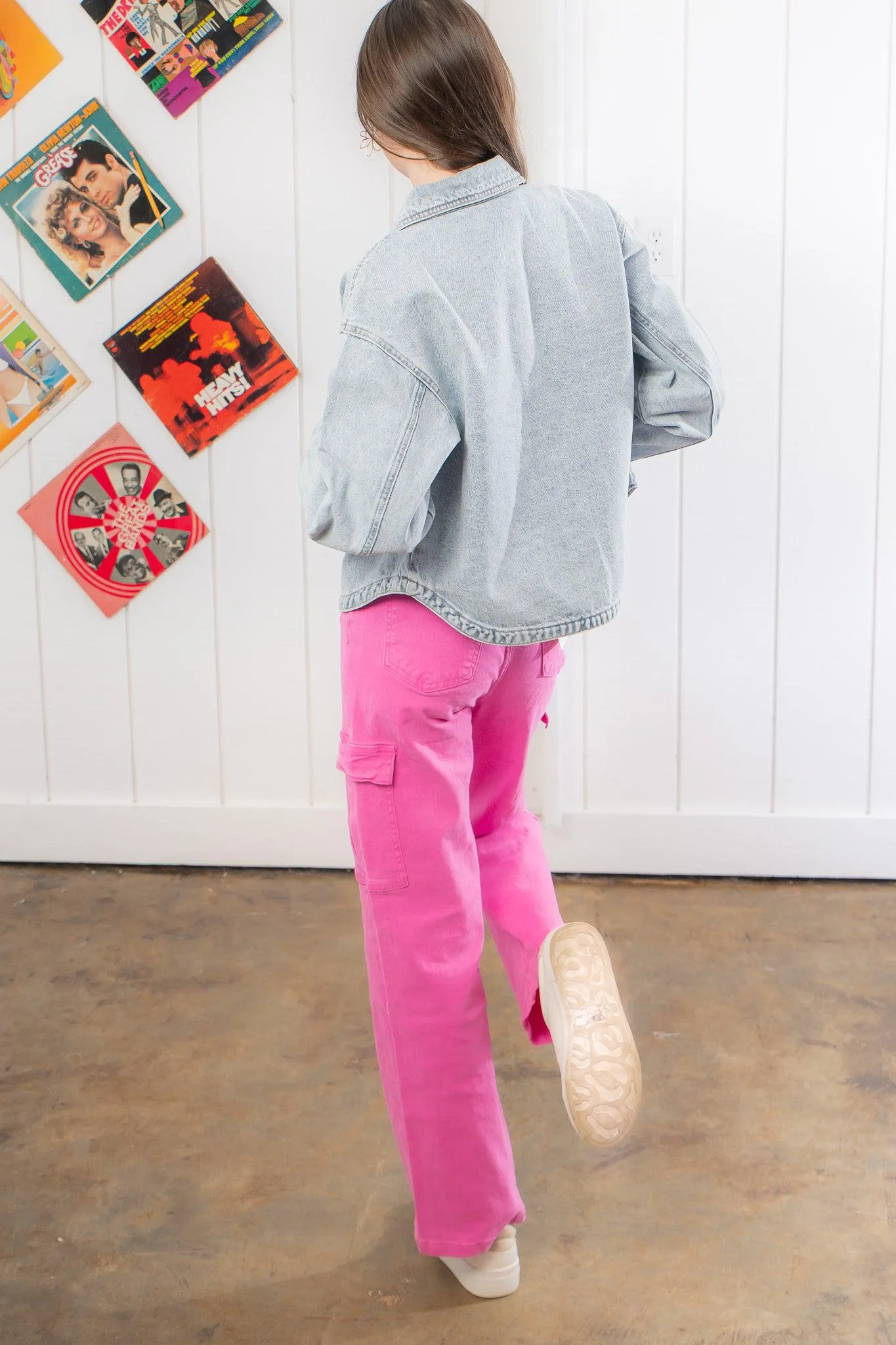 Stevie Bright Pink Cargo Straight Jean