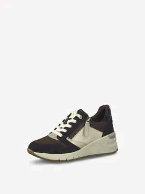 Tamaris Black Combo Wedge Lace & Zip Up Trainer