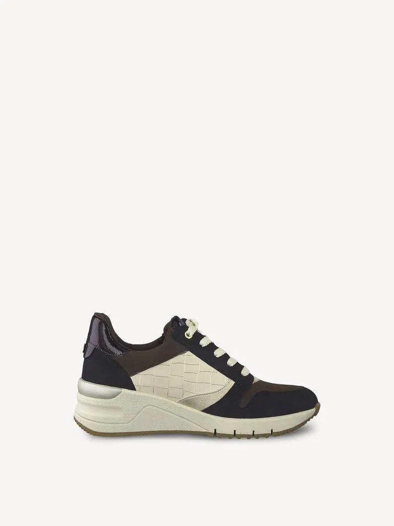 Tamaris Black Combo Wedge Lace & Zip Up Trainer