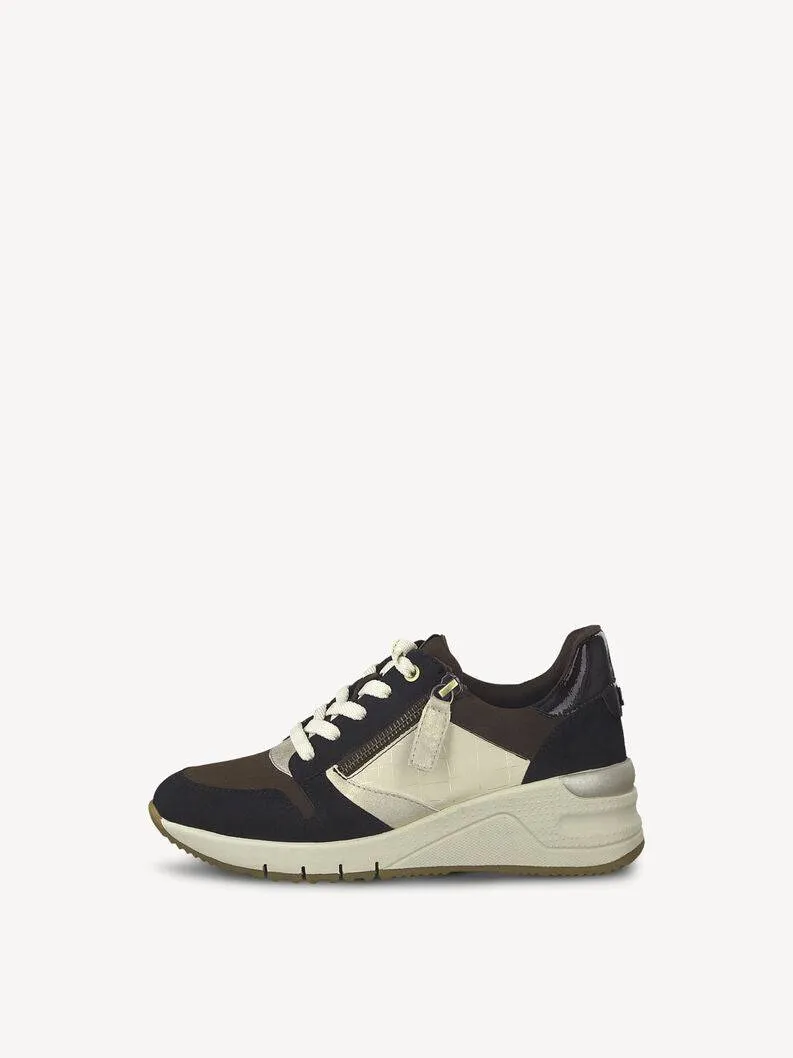 Tamaris Black Combo Wedge Lace & Zip Up Trainer