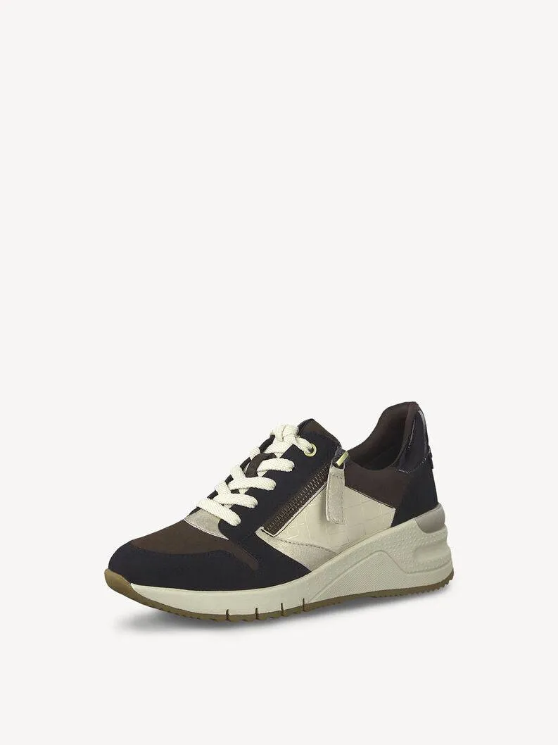 Tamaris Black Combo Wedge Lace & Zip Up Trainer