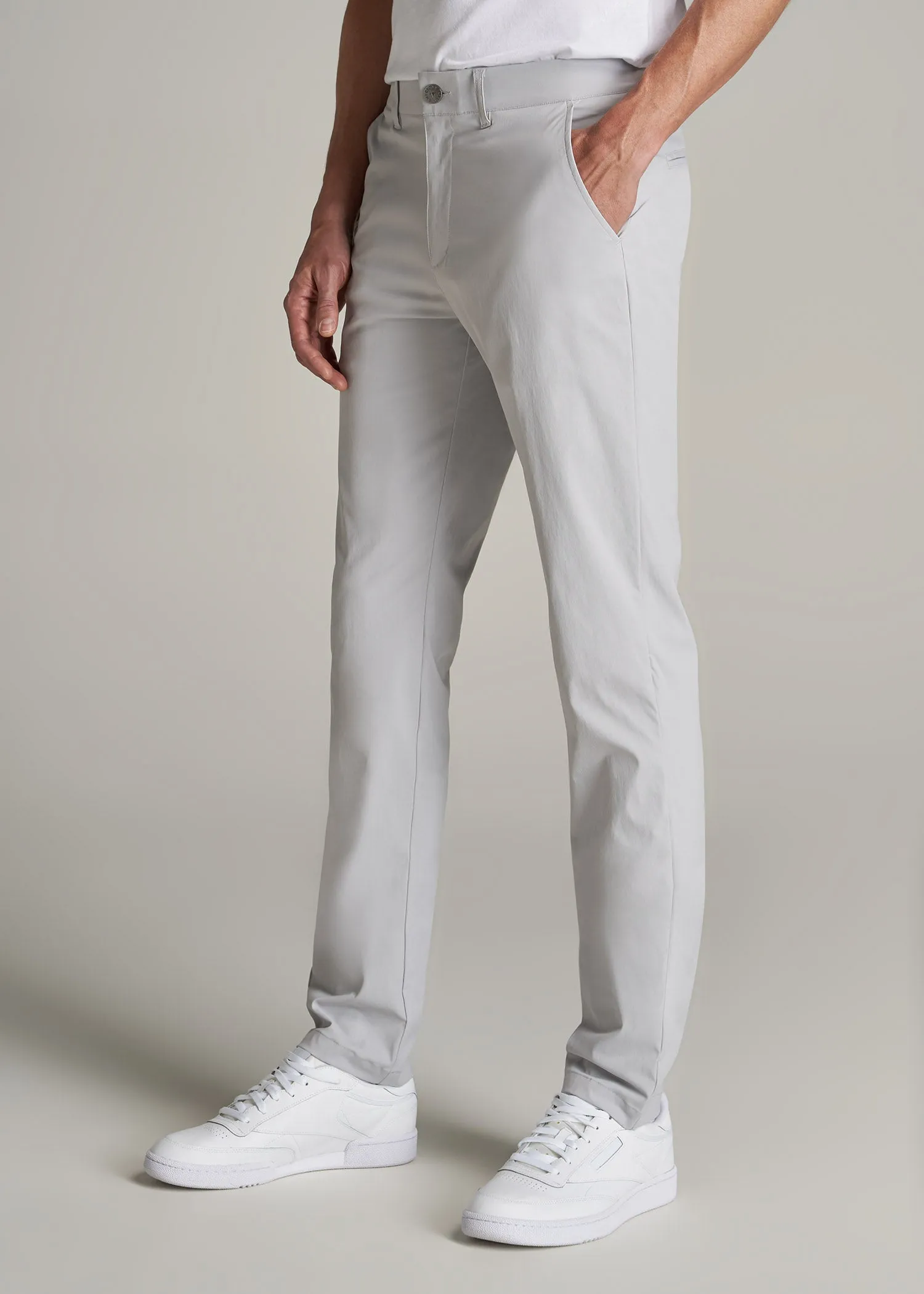 TAPERED FIT Traveler Chino Pants for Tall Men in Light Grey