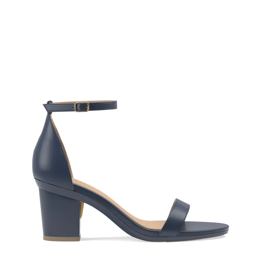 The Pashionista - Navy Leather   Block Heel Kit 3 Navy - FINAL SALE