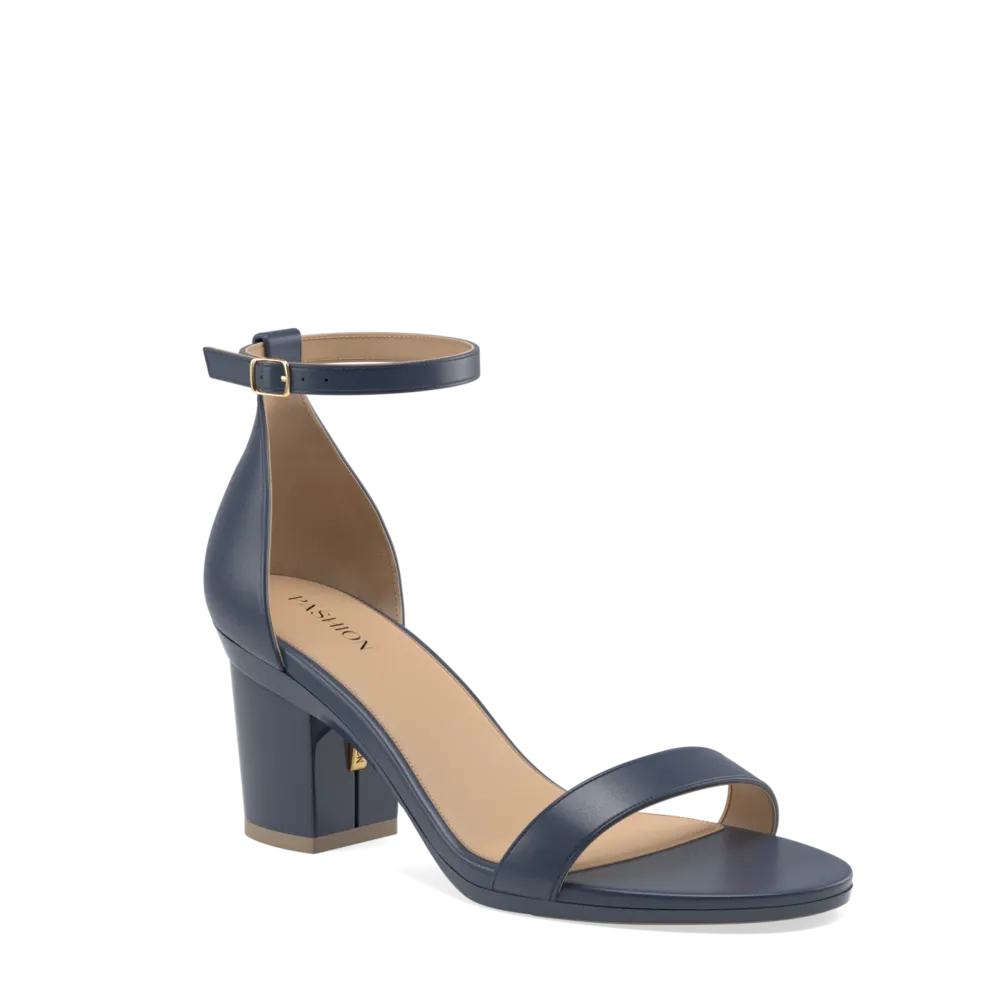 The Pashionista - Navy Leather   Block Heel Kit 3 Navy - FINAL SALE