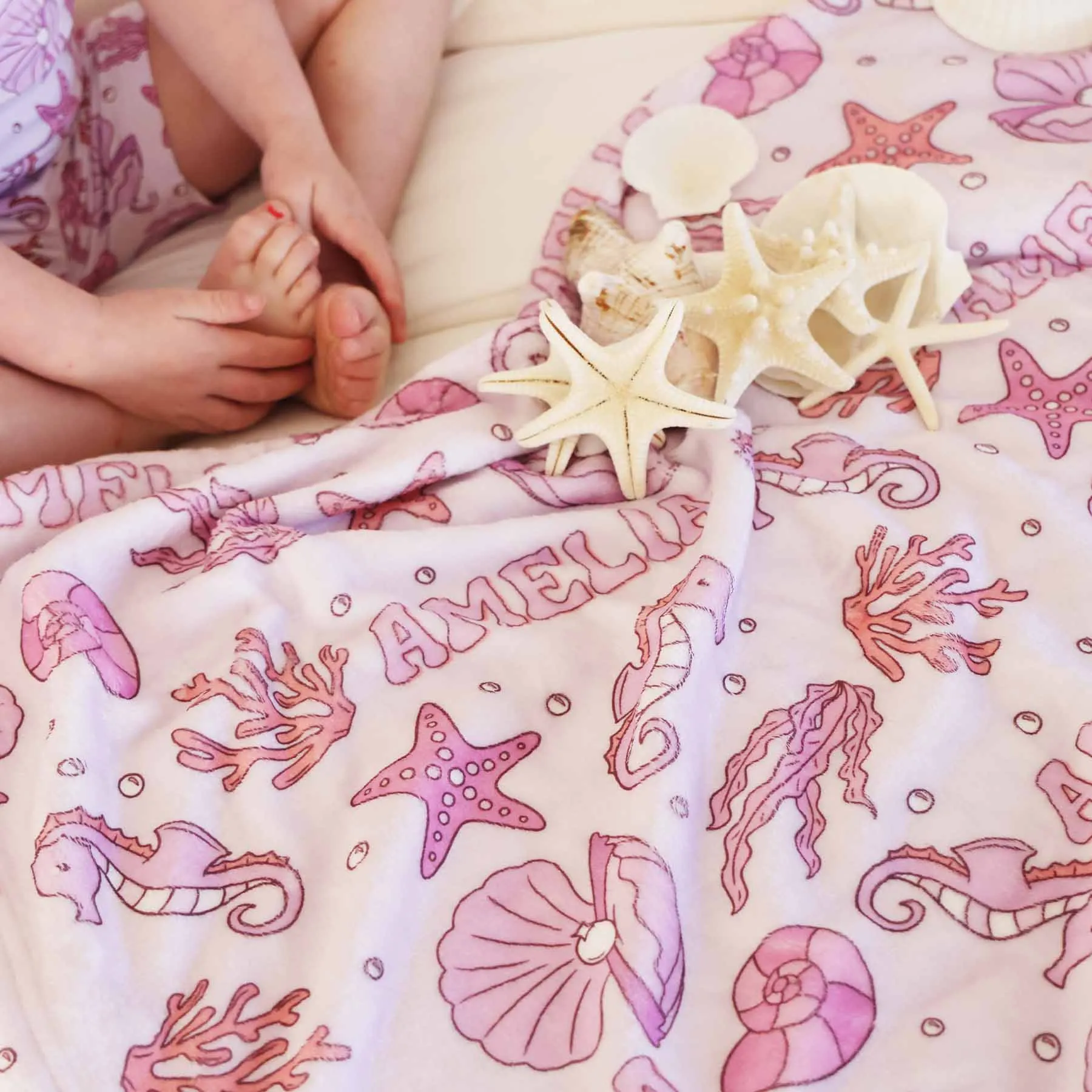 Tiny Tides Personalized Kids Blanket | Pink