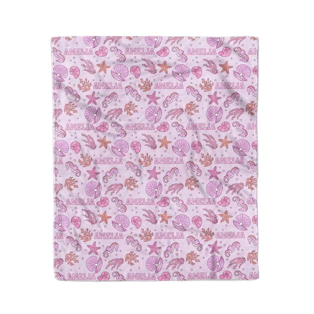 Tiny Tides Personalized Kids Blanket | Pink