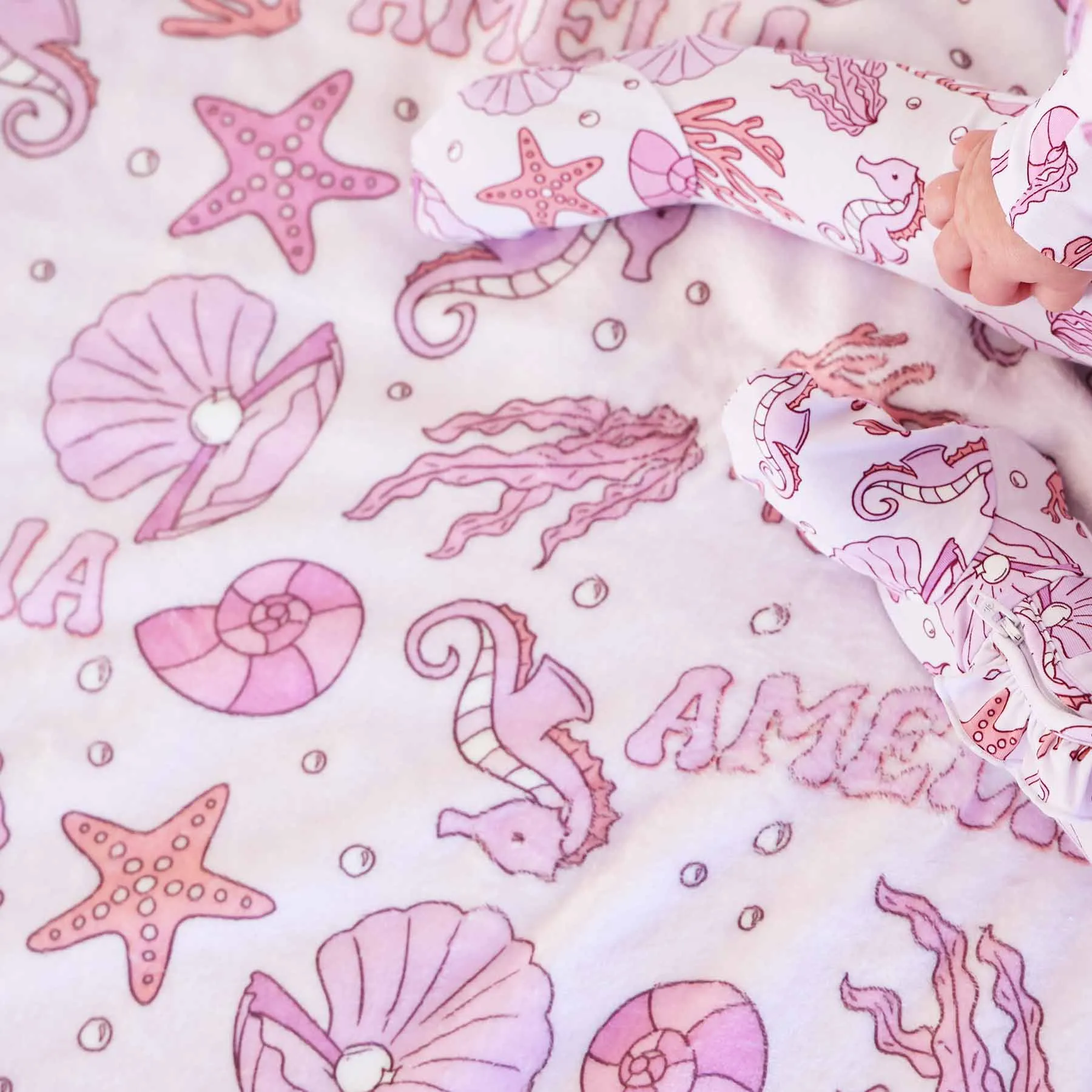 Tiny Tides Personalized Kids Blanket | Pink