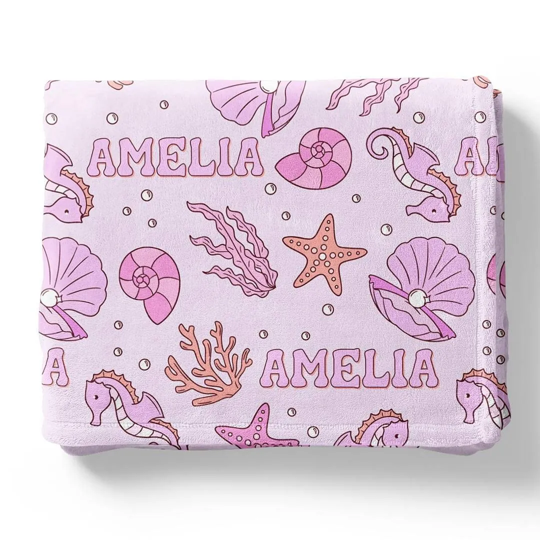 Tiny Tides Personalized Kids Blanket | Pink