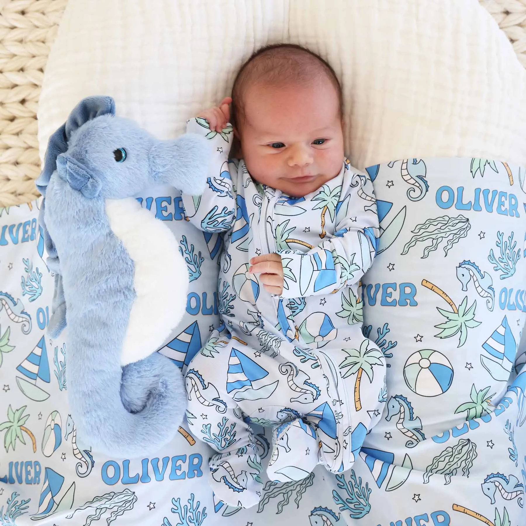 Tiny Tides Zipper Footie | Blue