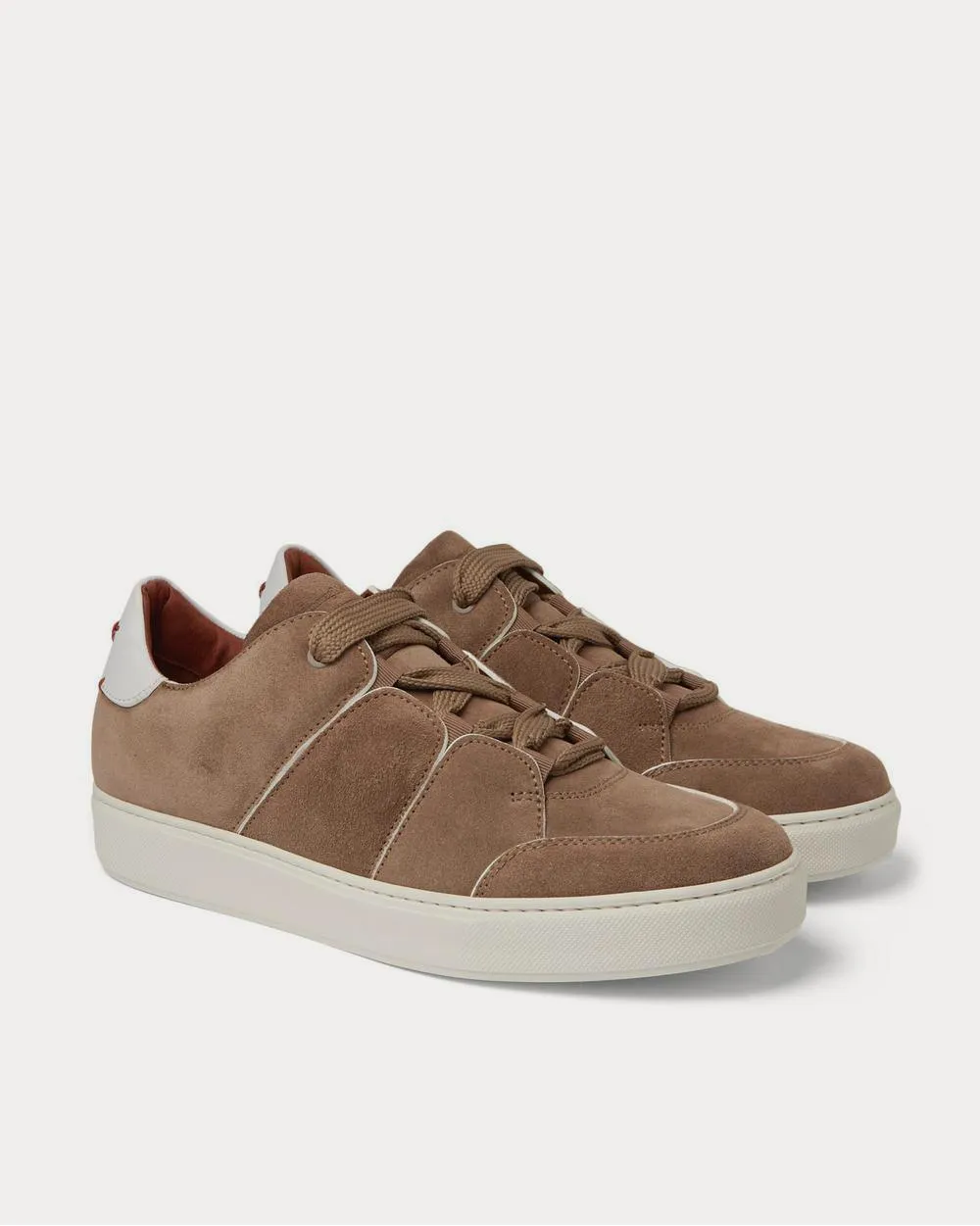 Tiziano Leather-Trimmed Suede  Light brown low top sneakers