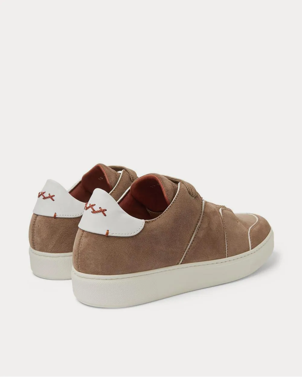 Tiziano Leather-Trimmed Suede  Light brown low top sneakers