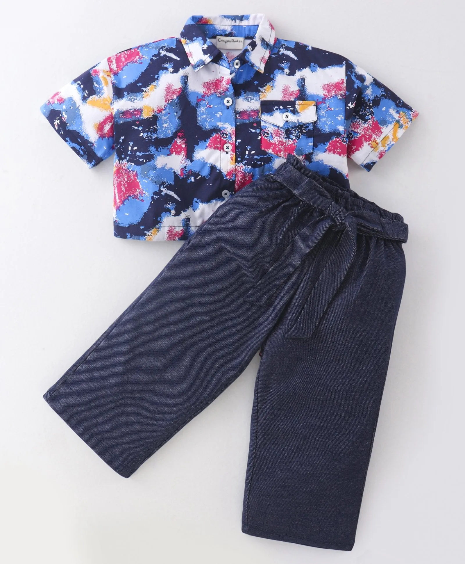 Tue and Dye Printed Crop Shirt Palazzo Set