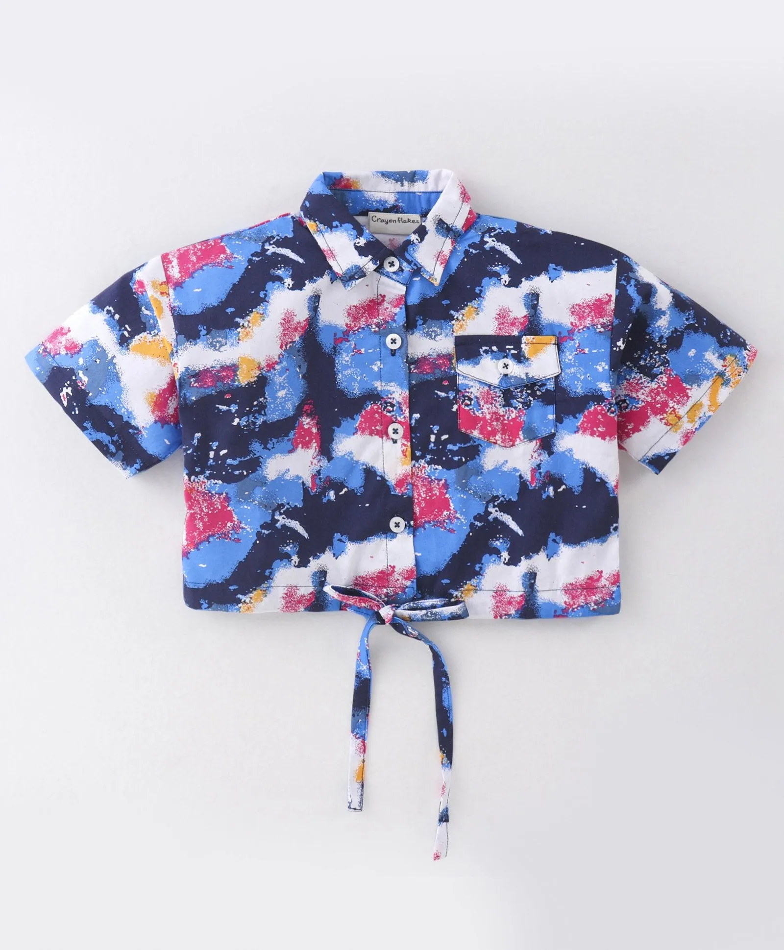 Tue and Dye Printed Crop Shirt Palazzo Set