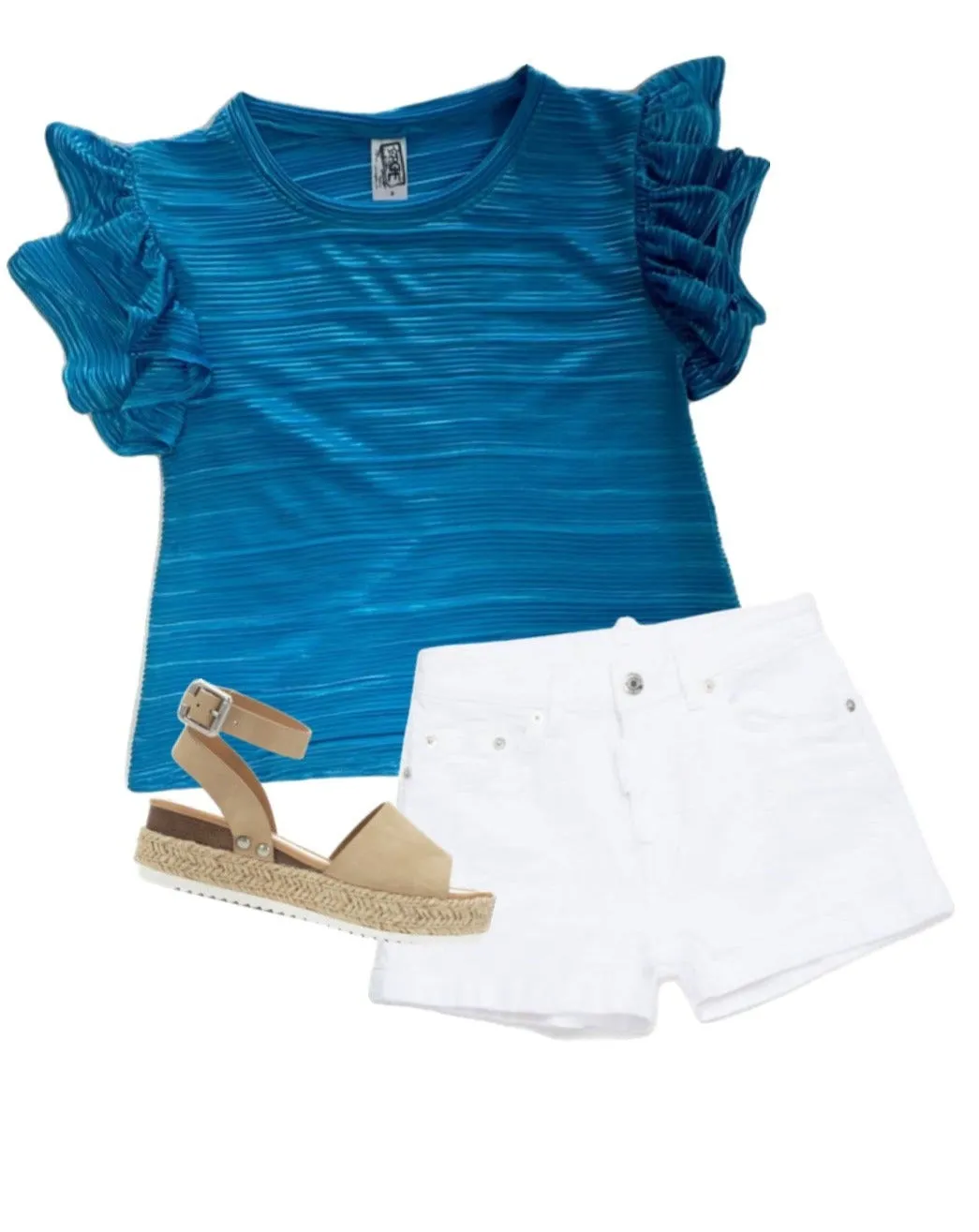 Turquoise Ribbed Satin Top..