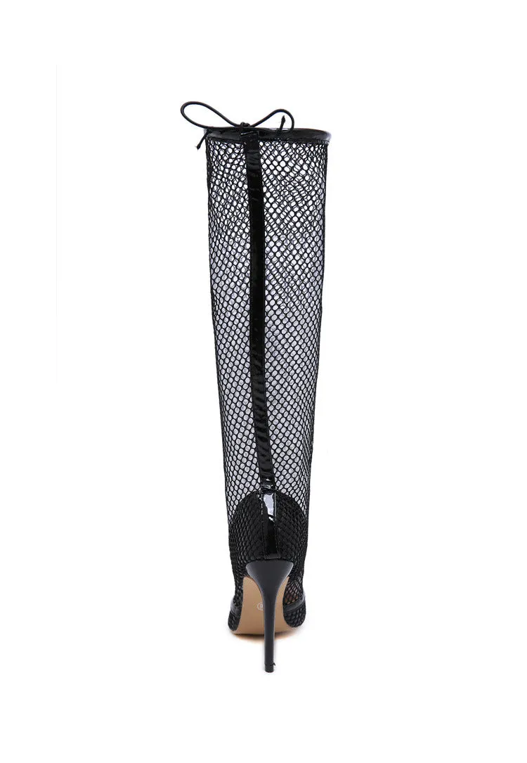 Versatile hollow mesh over the knee stiletto boots cool boots
