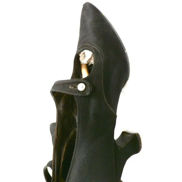 Vintage Ladies Black SIlk Mary Jane Pumps  Size 9.5 Vanity Fair 1920s