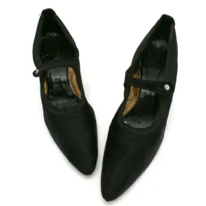 Vintage Ladies Black SIlk Mary Jane Pumps  Size 9.5 Vanity Fair 1920s