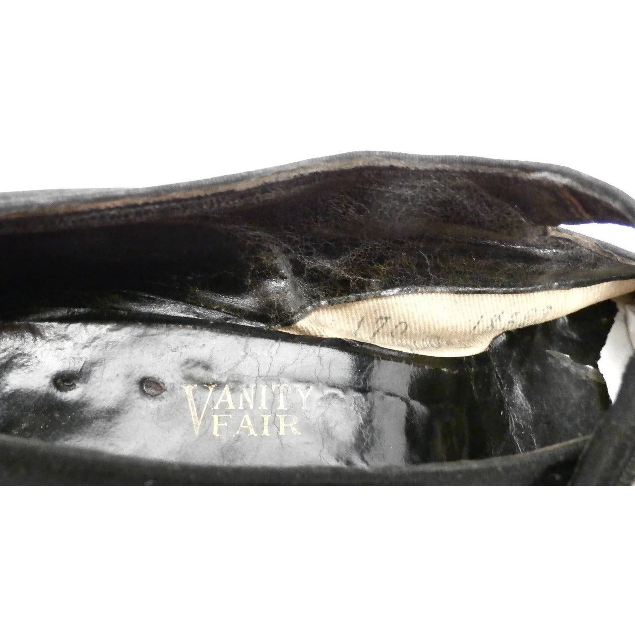 Vintage Ladies Black SIlk Mary Jane Pumps  Size 9.5 Vanity Fair 1920s