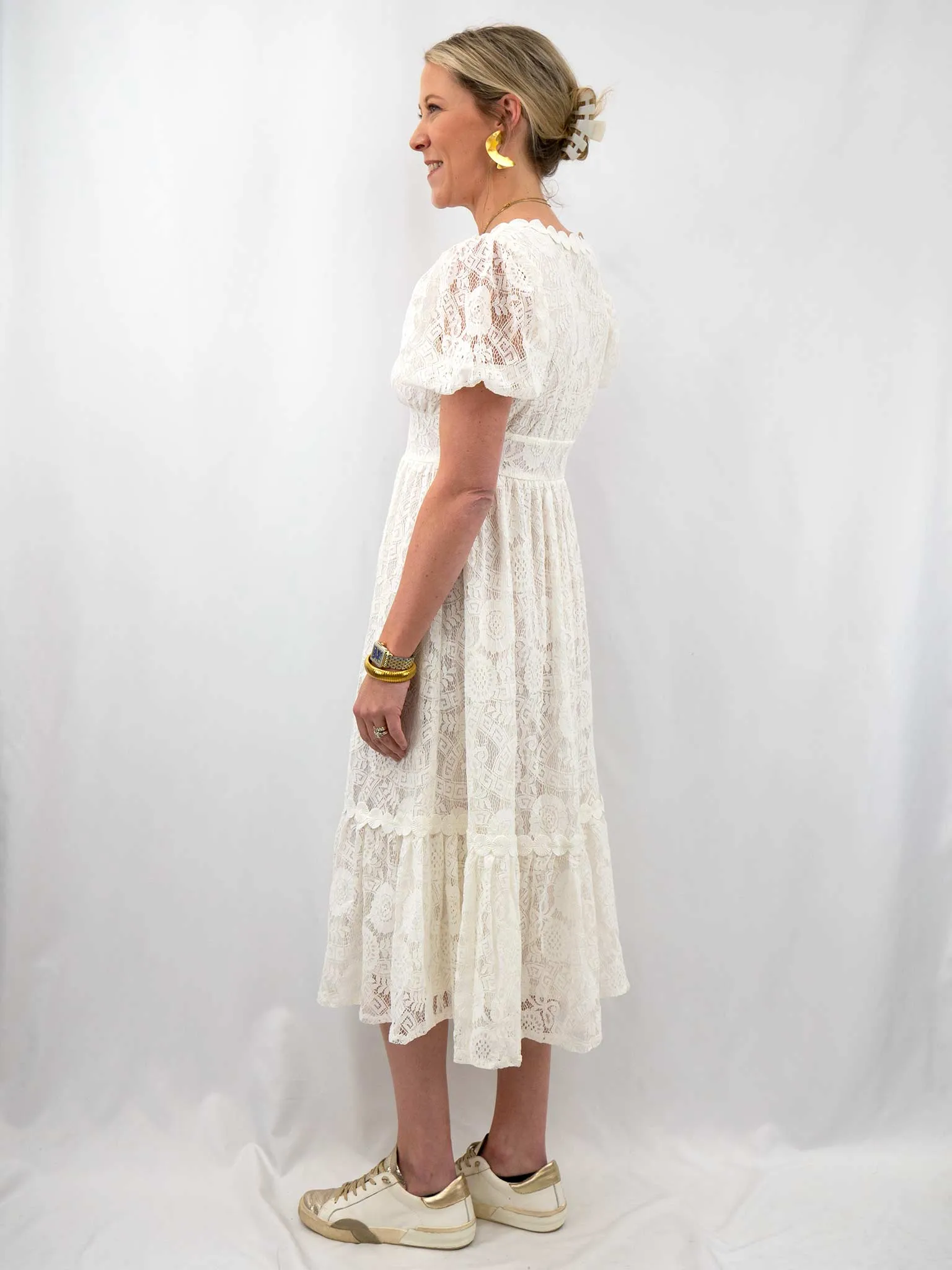 White Lace Midi Dress