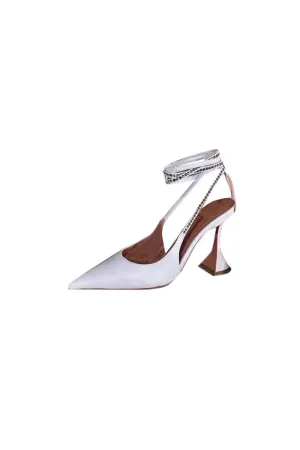 White Lace Up High Heel Sandals