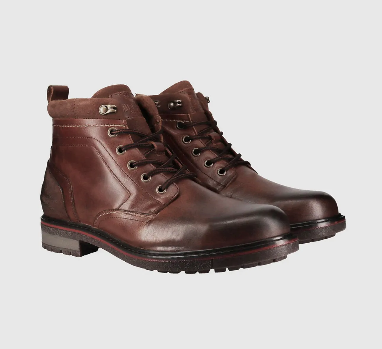 Wild Rhino Redback Camel Brown 6 Eyelet Zip Ankle Boot Made In Portugal