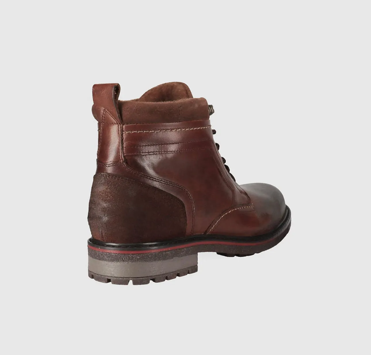 Wild Rhino Redback Camel Brown 6 Eyelet Zip Ankle Boot Made In Portugal