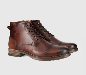 Wild Rhino Scotia Burnished Brown 6 Eyelet Zip Ankle Boot Made In Portugal