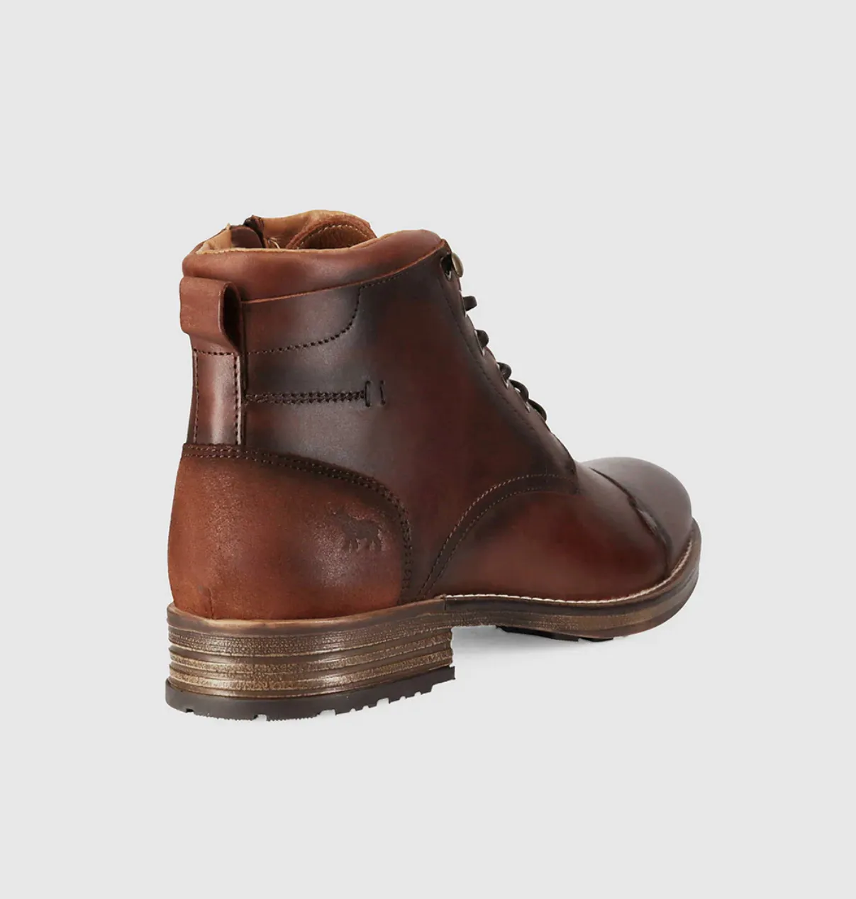 Wild Rhino Scotia Burnished Brown 6 Eyelet Zip Ankle Boot Made In Portugal