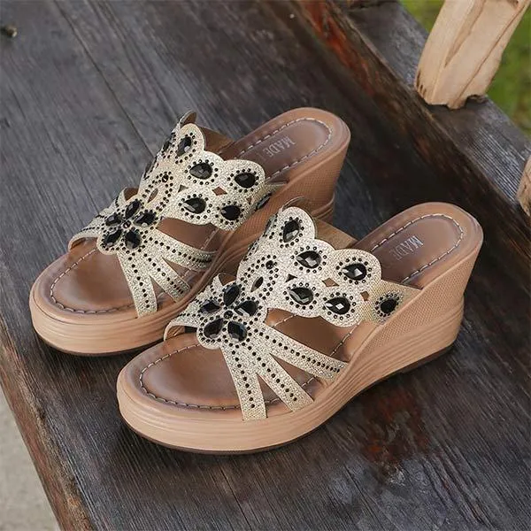 Women's Wedge Heel Rhinestone Sandals 00862719C